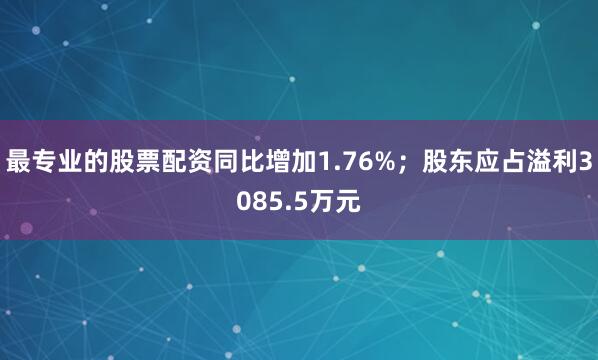 最专业的股票配资同比增加1.76%；股东应占溢利3085.5万元