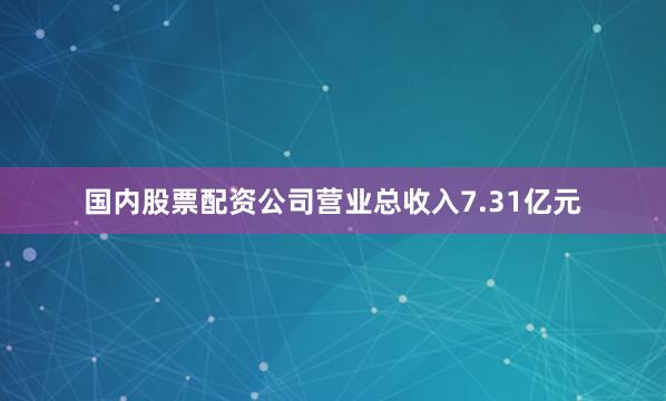 国内股票配资公司营业总收入7.31亿元